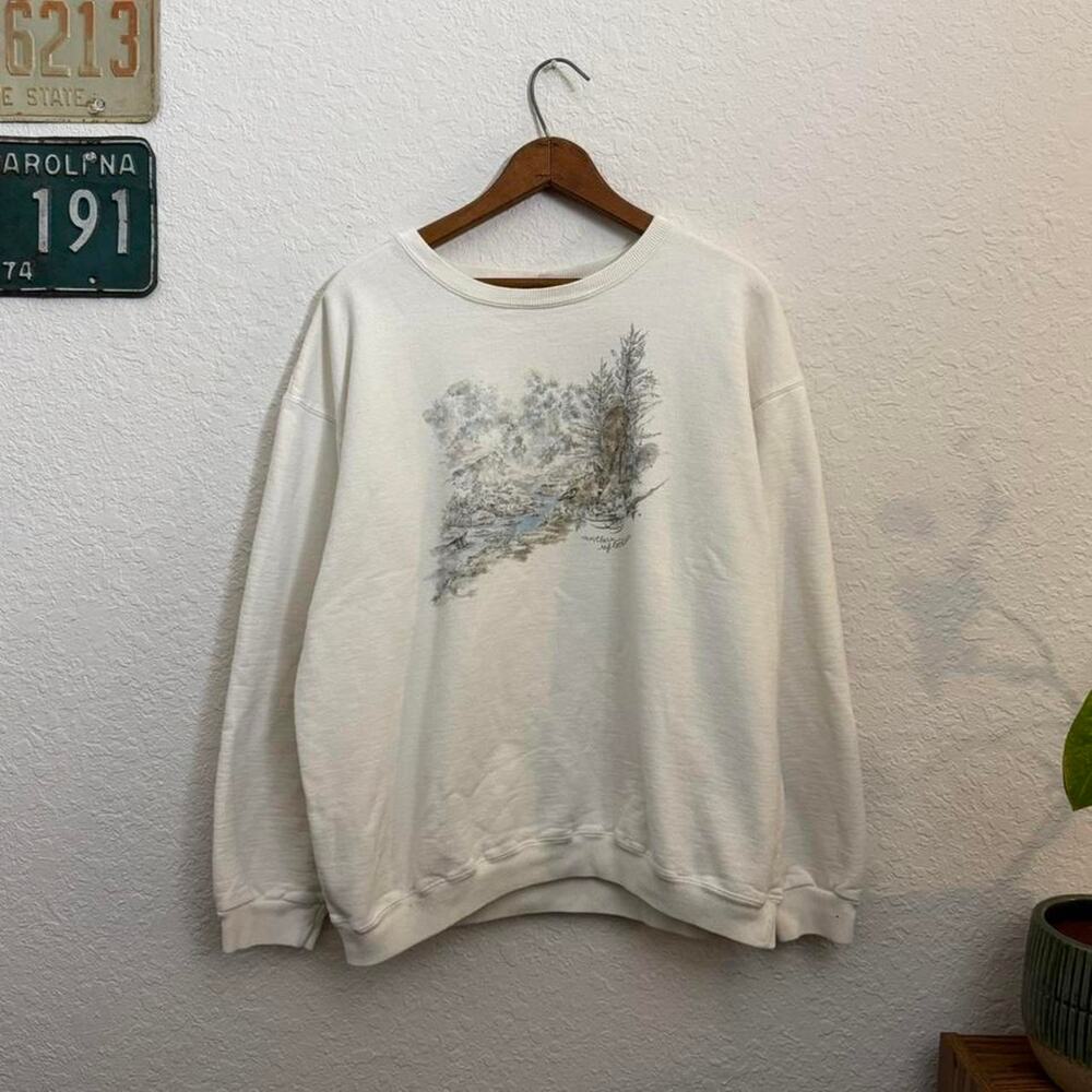Vintage 90s Northern Reflections Deer Nature Sweatshirt White